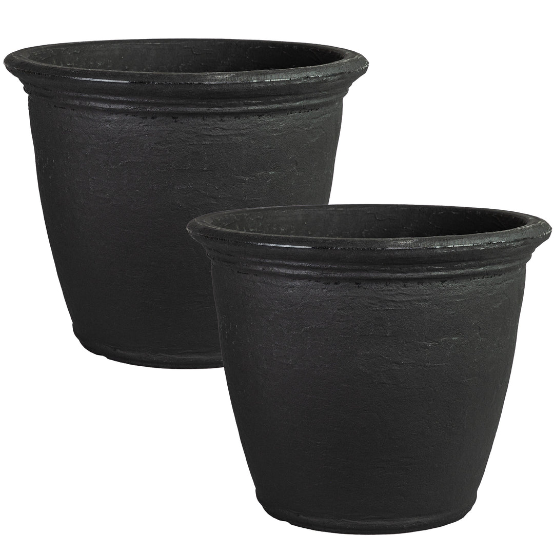 Anjelica Polyresin Large Round Outdoor Planter
