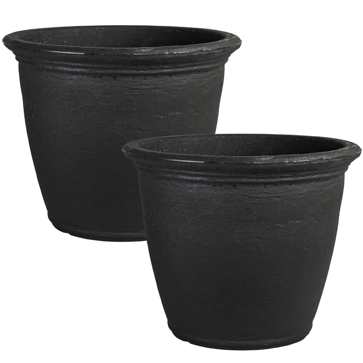 Anjelica Polyresin Large Round Outdoor Planter