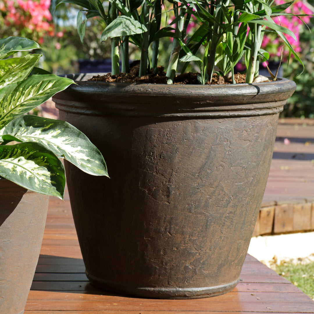Anjelica Polyresin Large Round Outdoor Planter