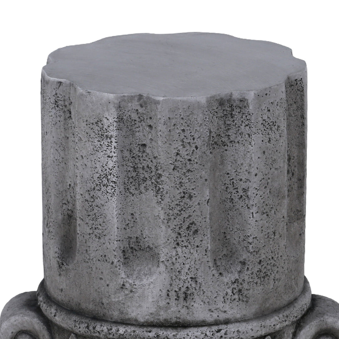 Outdoor End Table, Round Side Table For Patio And Garden - Antique Gray