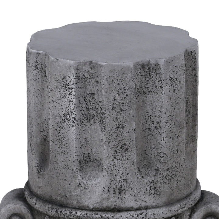 Outdoor End Table, Round Side Table For Patio And Garden - Antique Gray