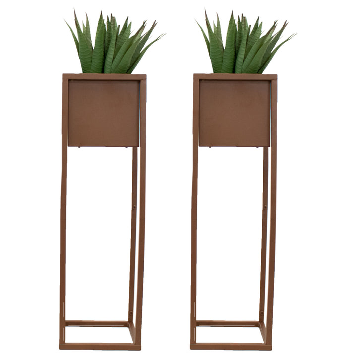 Modern Simplicity Metal Planter Boxes with Legs - Set of 2