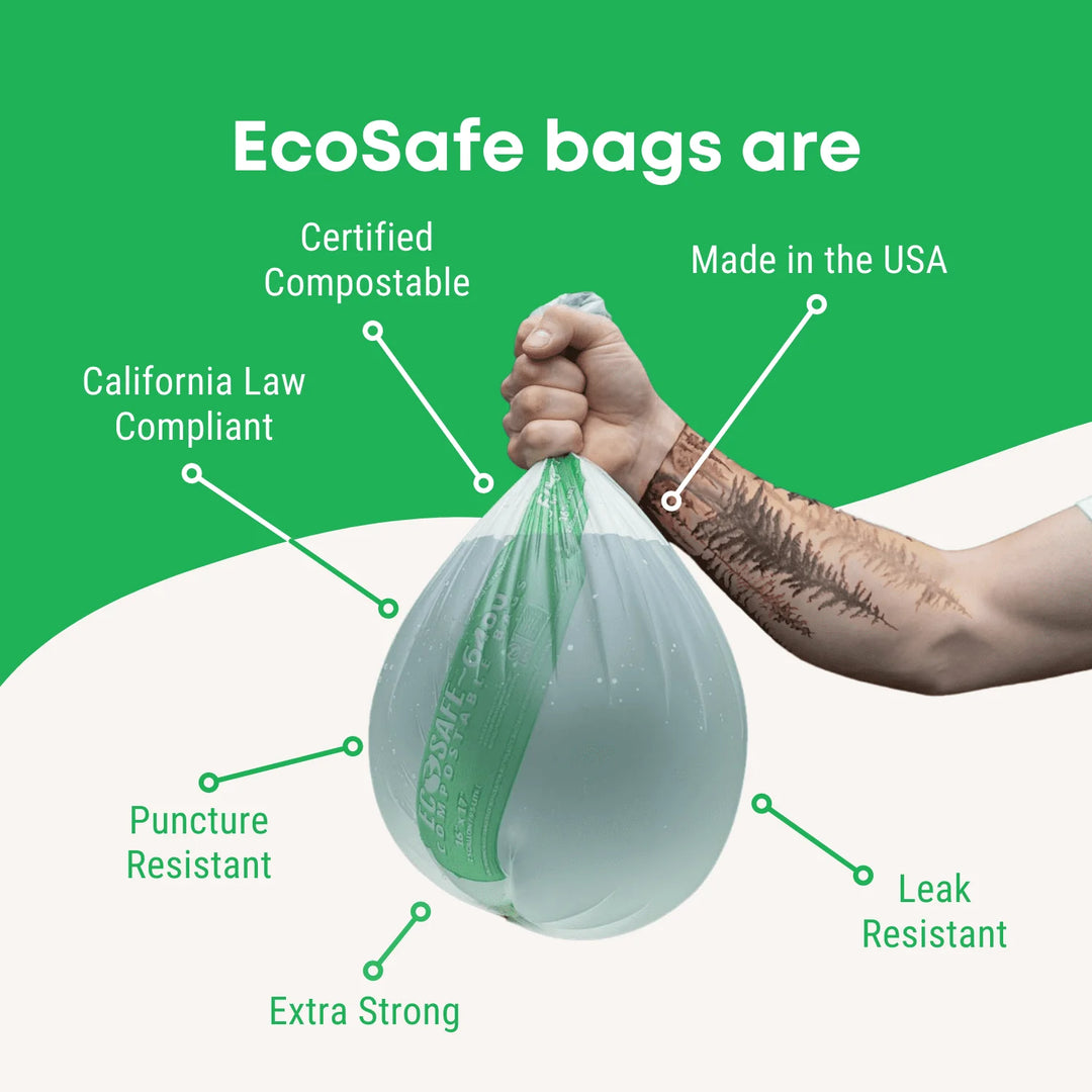 EcoSafe 8 Gal Compostable Bag Liners - 21X25 (2-Roll Pack, QTY:24)
