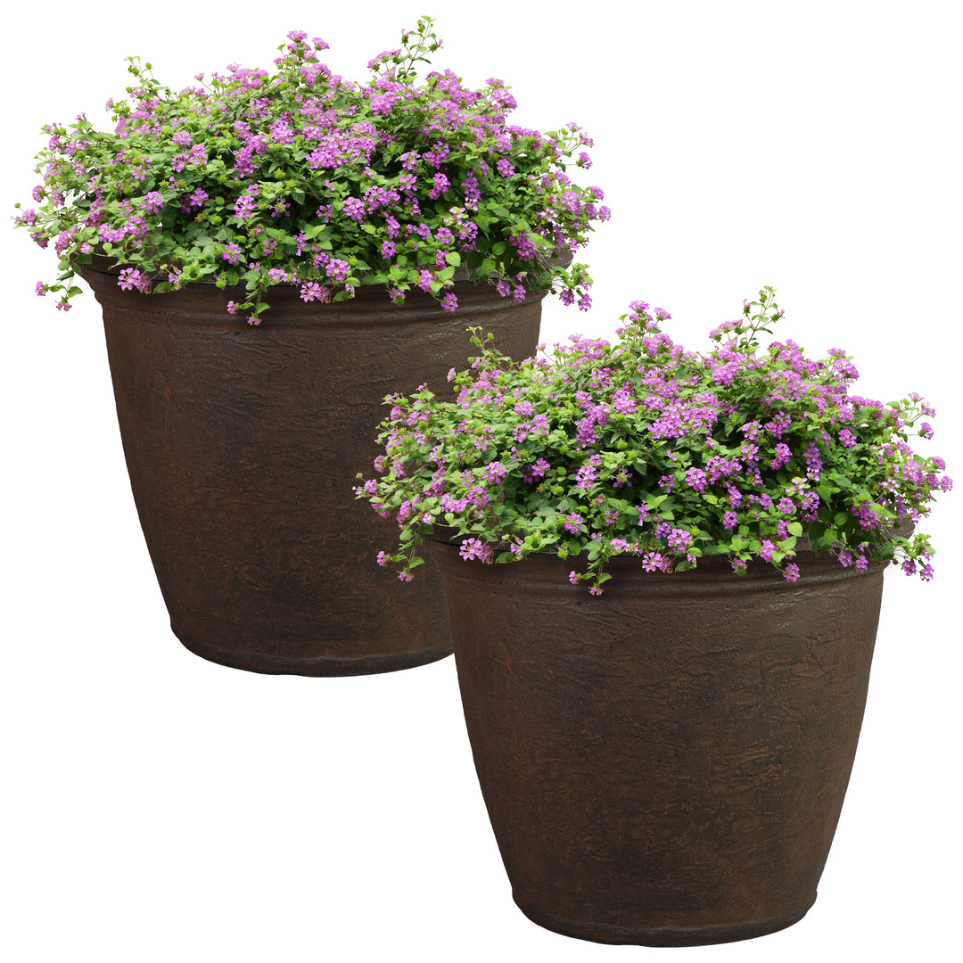 Anjelica Polyresin Large Round Outdoor Planter