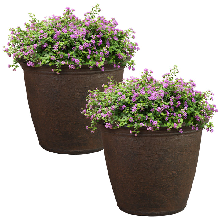 Anjelica Polyresin Large Round Outdoor Planter