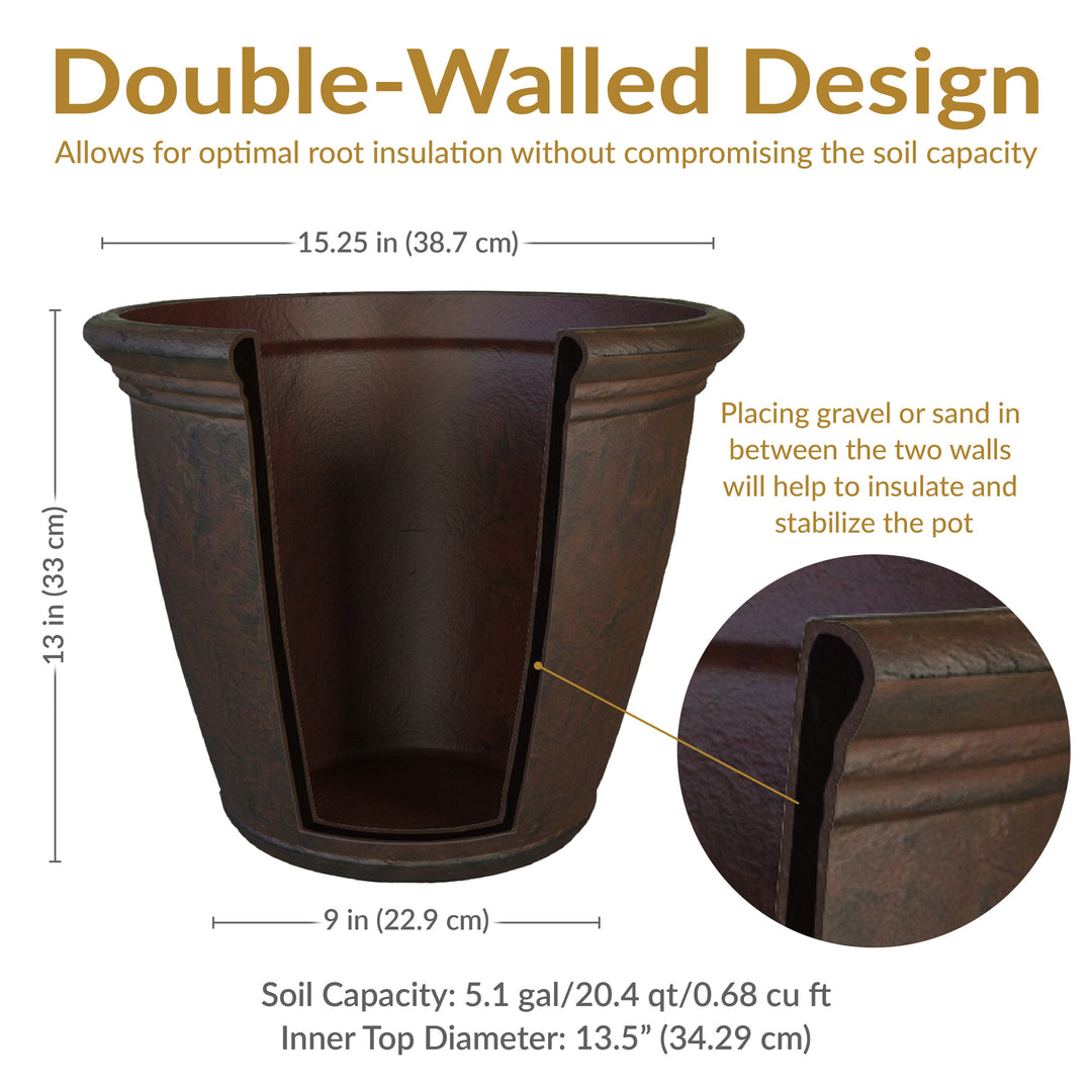 Anjelica Polyresin Large Round Outdoor Planter