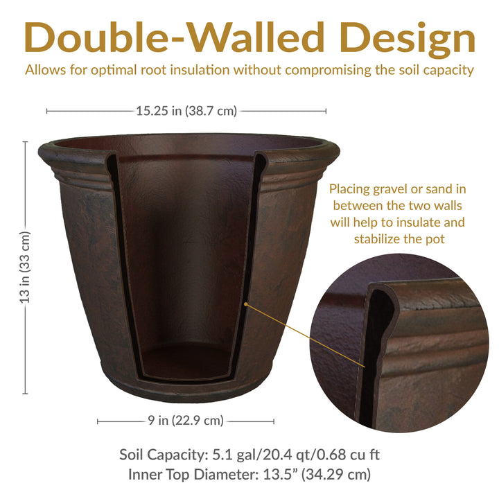 Anjelica Polyresin Large Round Outdoor Planter
