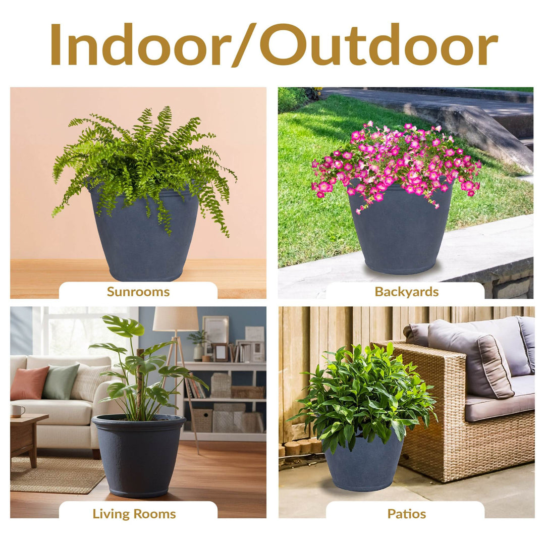 Anjelica Polyresin Large Round Outdoor Planter