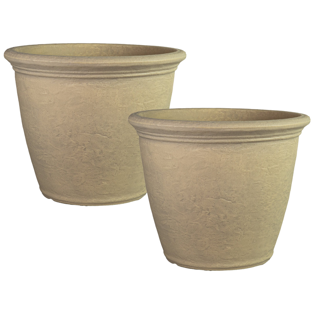 Anjelica Polyresin Large Round Outdoor Planter