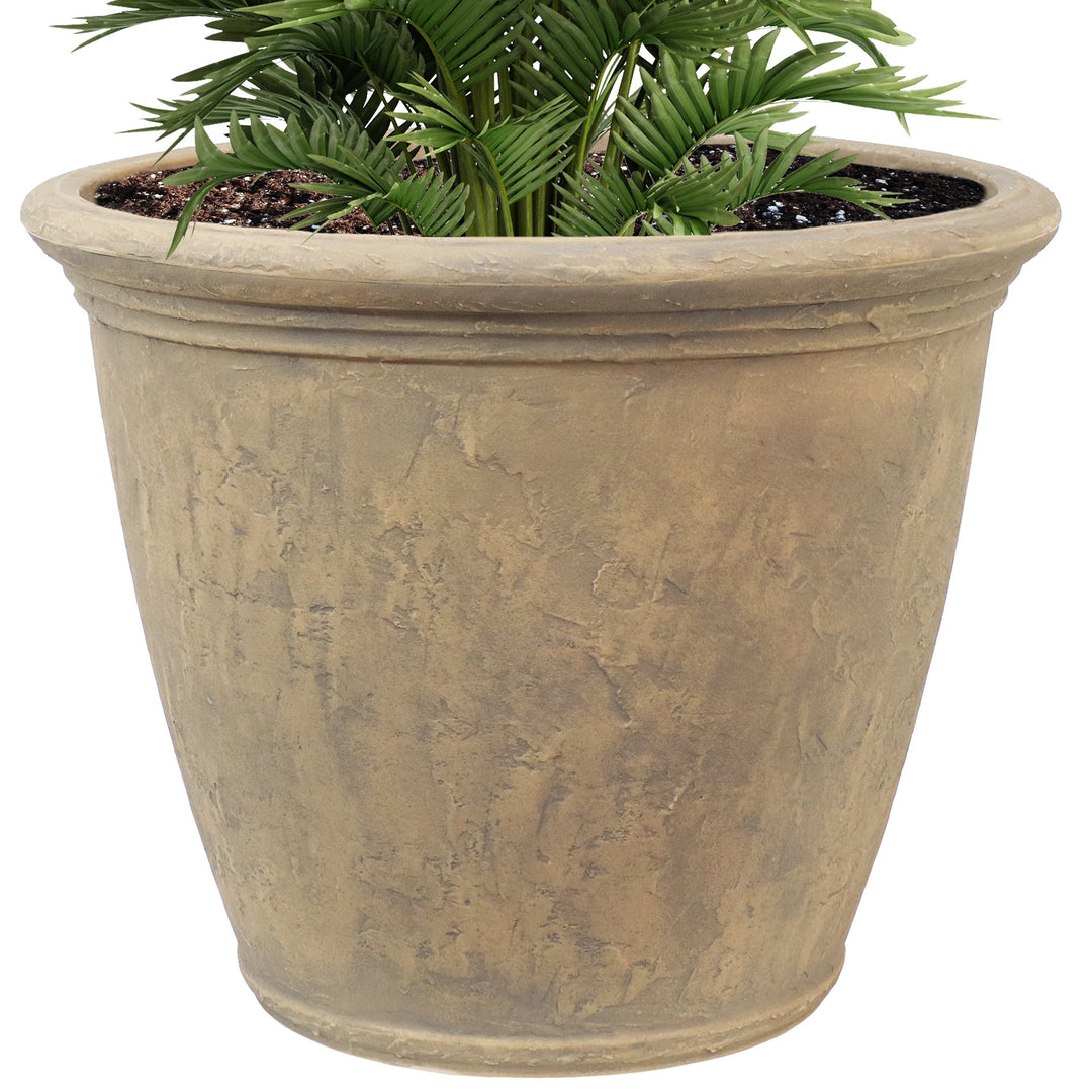 Anjelica Polyresin Large Round Outdoor Planter