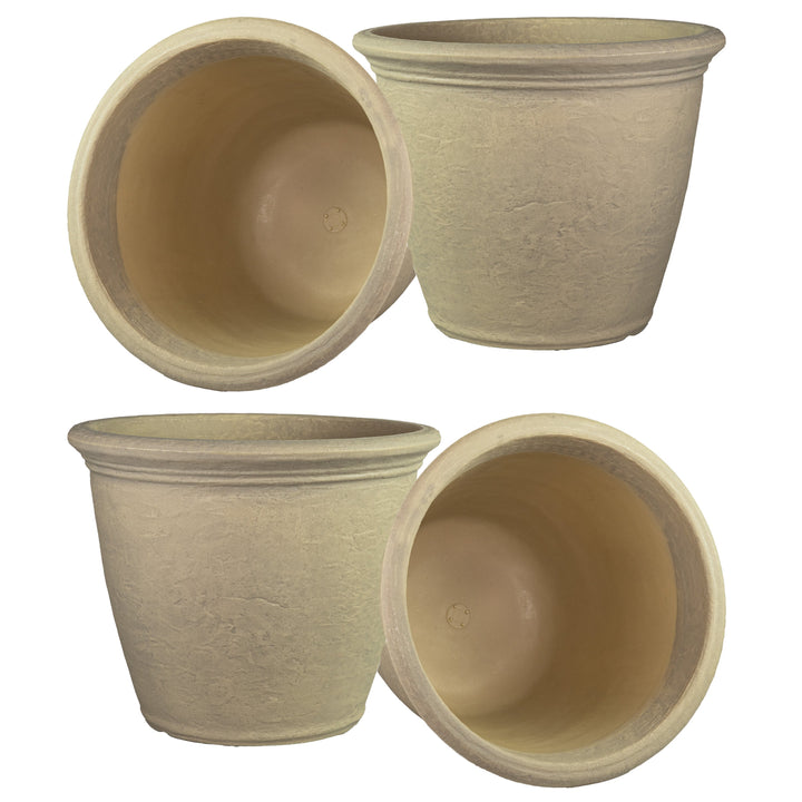 Anjelica Polyresin Large Round Outdoor Planter