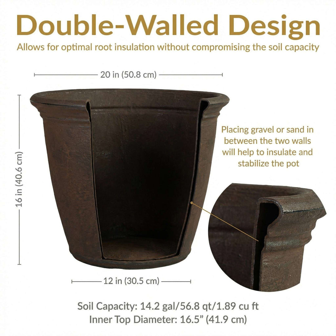 Anjelica Polyresin Large Round Outdoor Planter