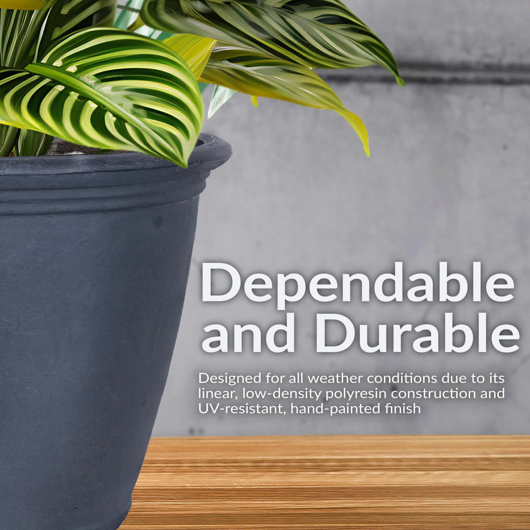 Anjelica Polyresin Large Round Outdoor Planter
