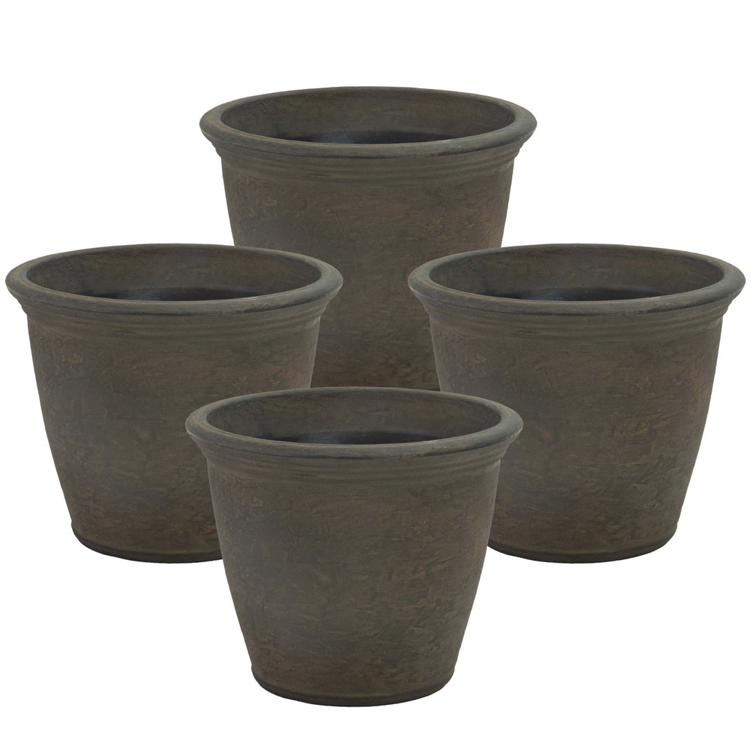 Anjelica Polyresin Large Round Outdoor Planter