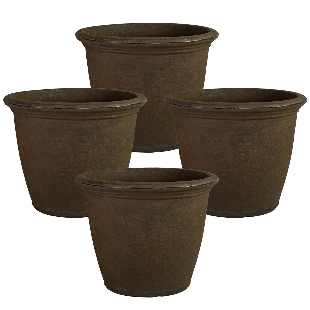 Anjelica Polyresin Large Round Outdoor Planter