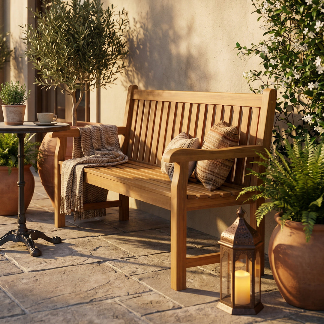 2-Person Teak Patio Bench for Outside