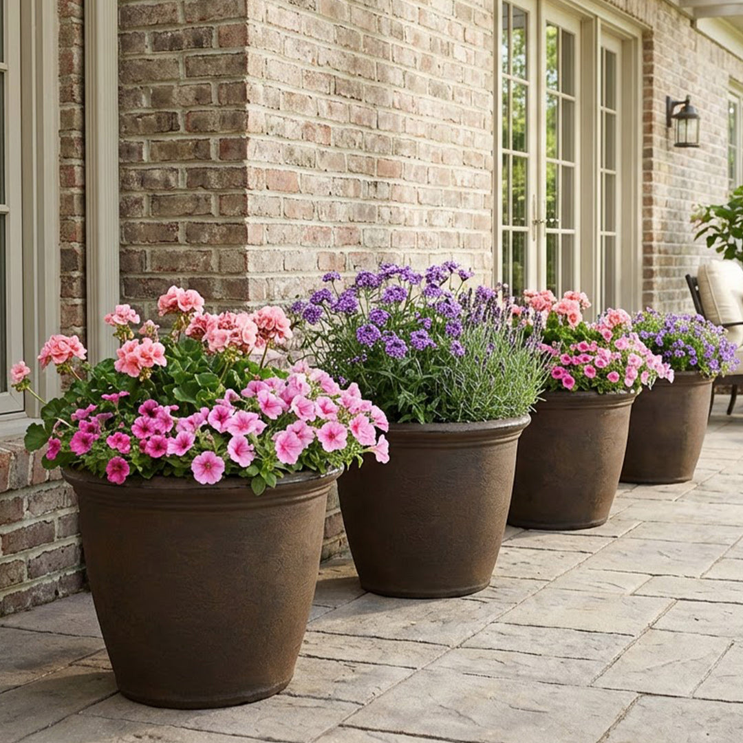 Anjelica Polyresin Large Round Outdoor Planter
