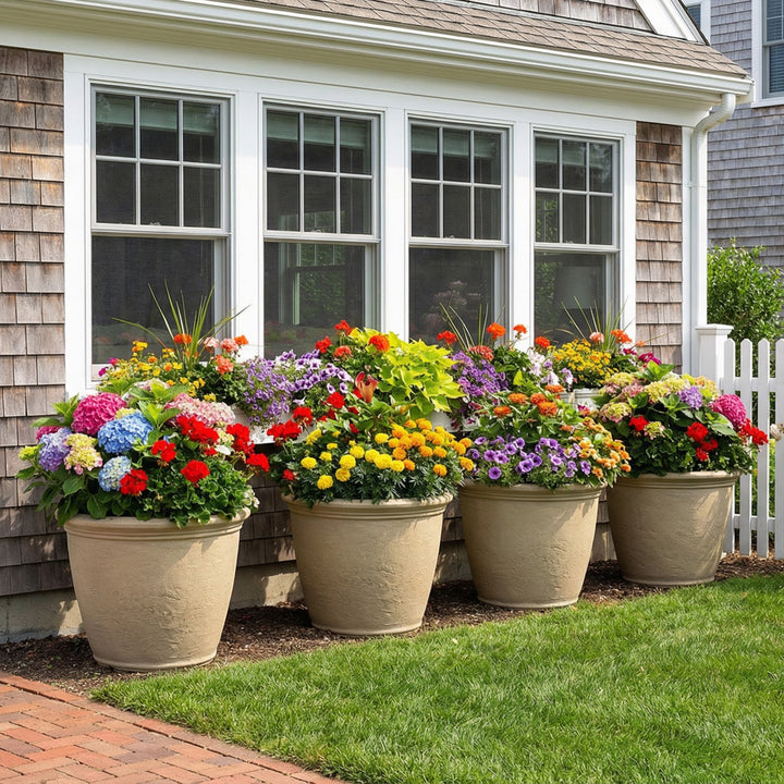 Anjelica Polyresin Large Round Outdoor Planter