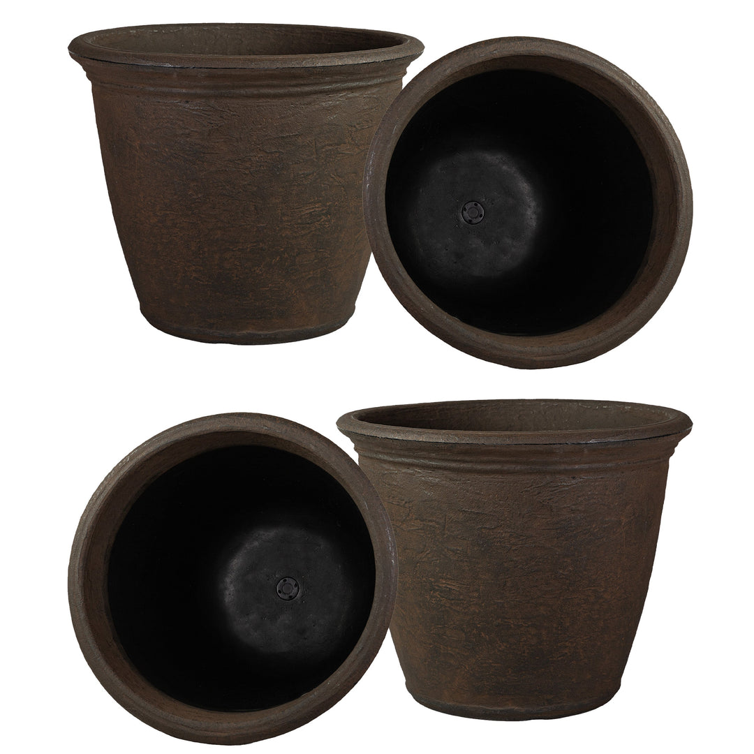 Anjelica Polyresin Large Round Outdoor Planter