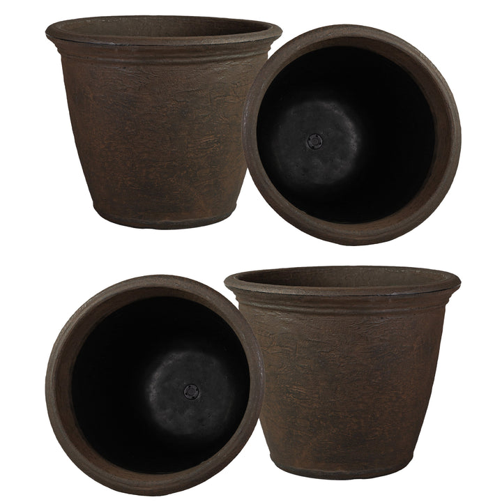 Anjelica Polyresin Large Round Outdoor Planter