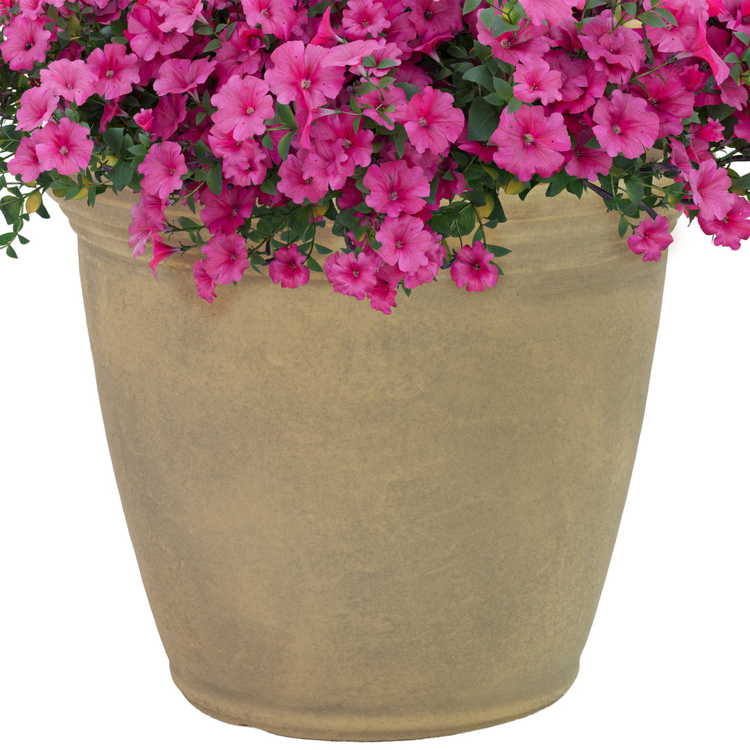 Anjelica Polyresin Large Round Outdoor Planter