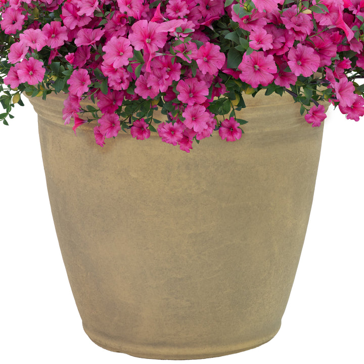 Anjelica Polyresin Large Round Outdoor Planter