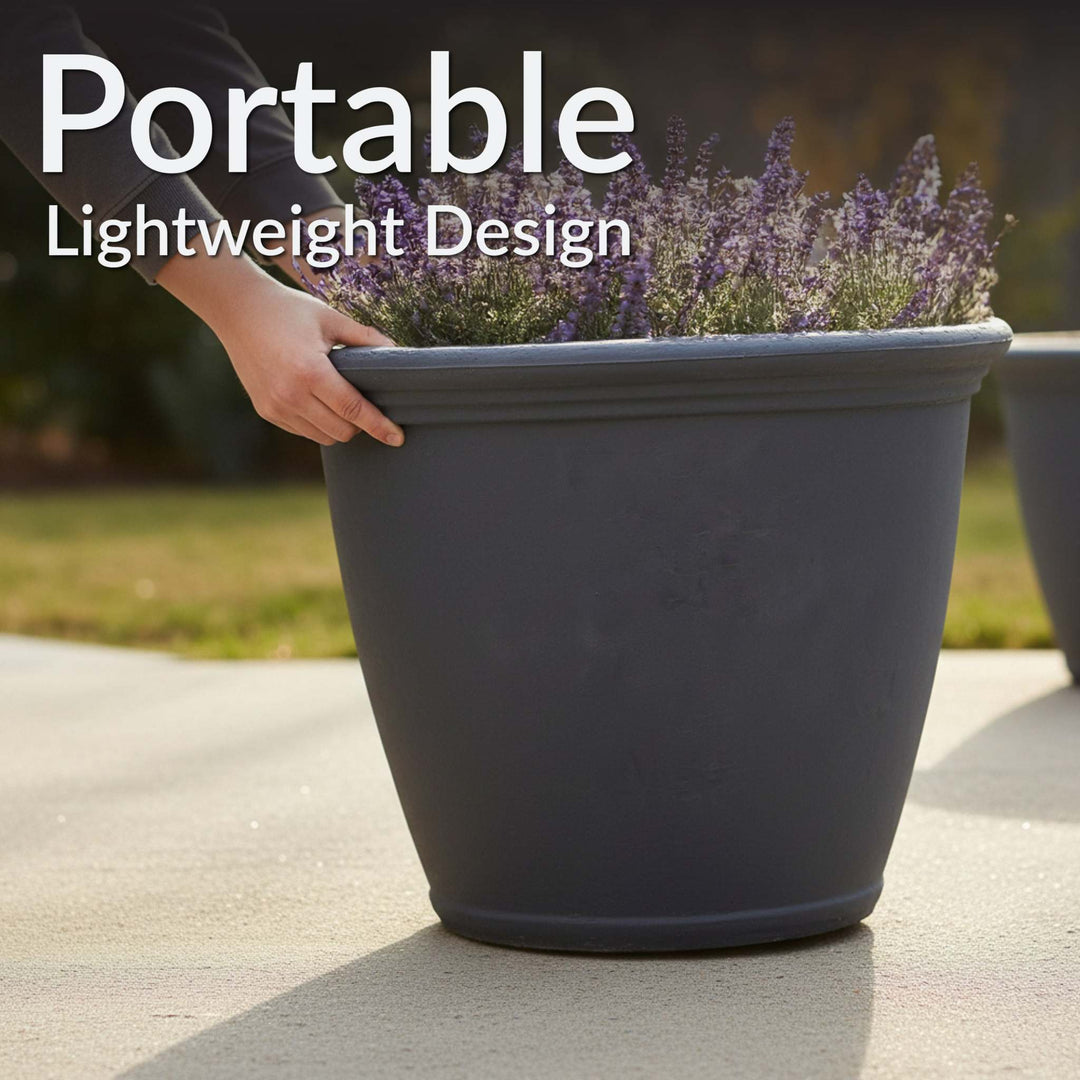 Anjelica Polyresin Large Round Outdoor Planter