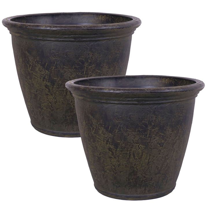 Anjelica Polyresin Large Round Outdoor Planter
