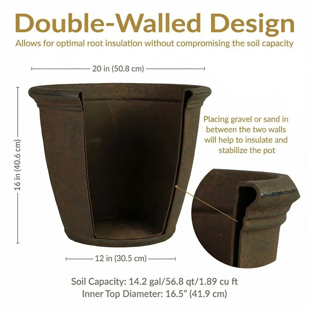Anjelica Polyresin Large Round Outdoor Planter