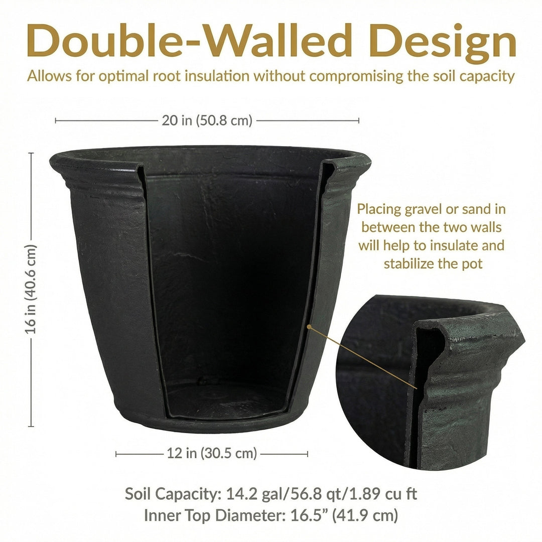 Anjelica Polyresin Large Round Outdoor Planter