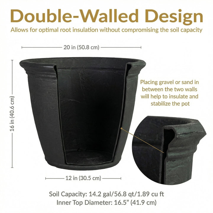Anjelica Polyresin Large Round Outdoor Planter