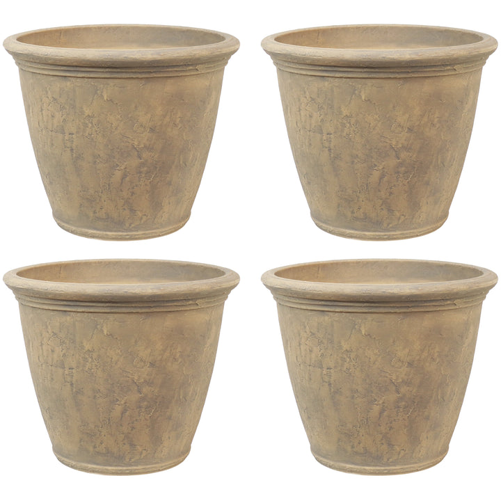 Anjelica Polyresin Large Round Outdoor Planter