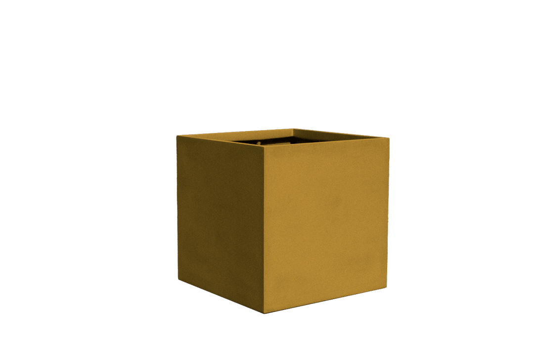 Montroy Square Fiberglass Planter in matte dark brown finish with a smooth texture and durable square design