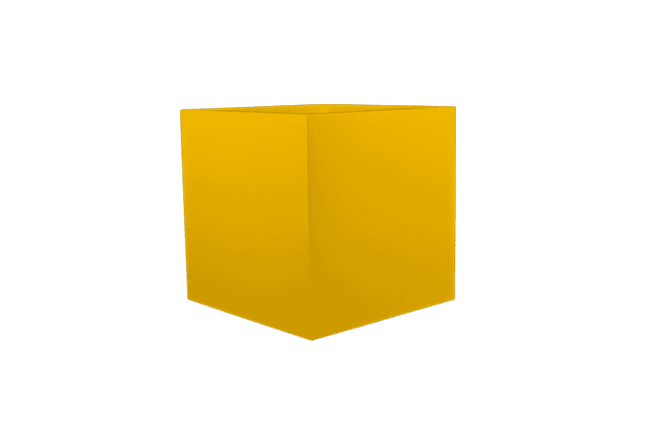 Montroy Square Fiberglass Planter in solid matte golden yellow with smooth surface and square shape, 22 inches size