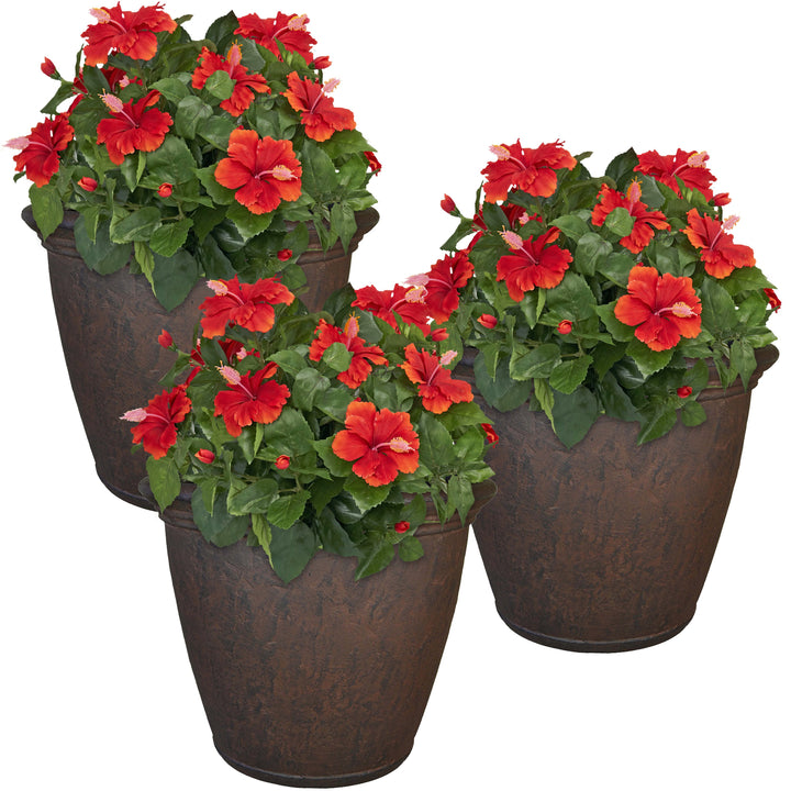 Anjelica Polyresin Large Round Outdoor Planter