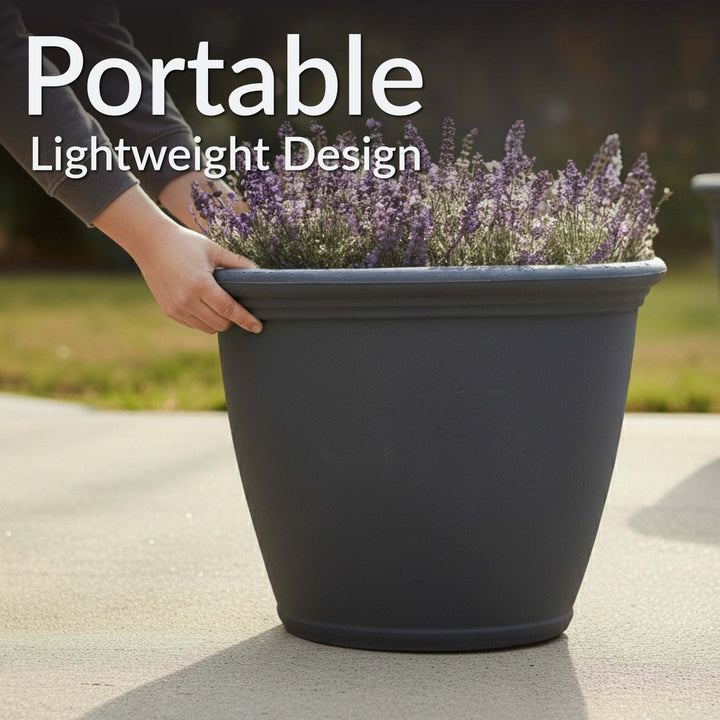 Anjelica Polyresin Large Round Outdoor Planter