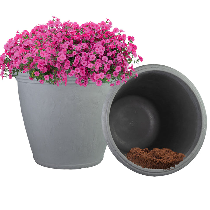 Anjelica Polyresin Large Round Outdoor Planter