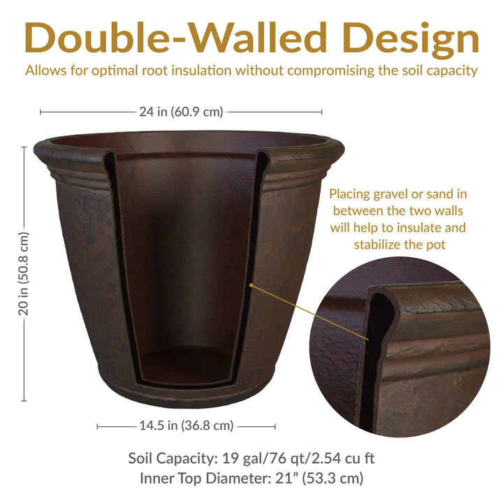 Anjelica Polyresin Large Round Outdoor Planter