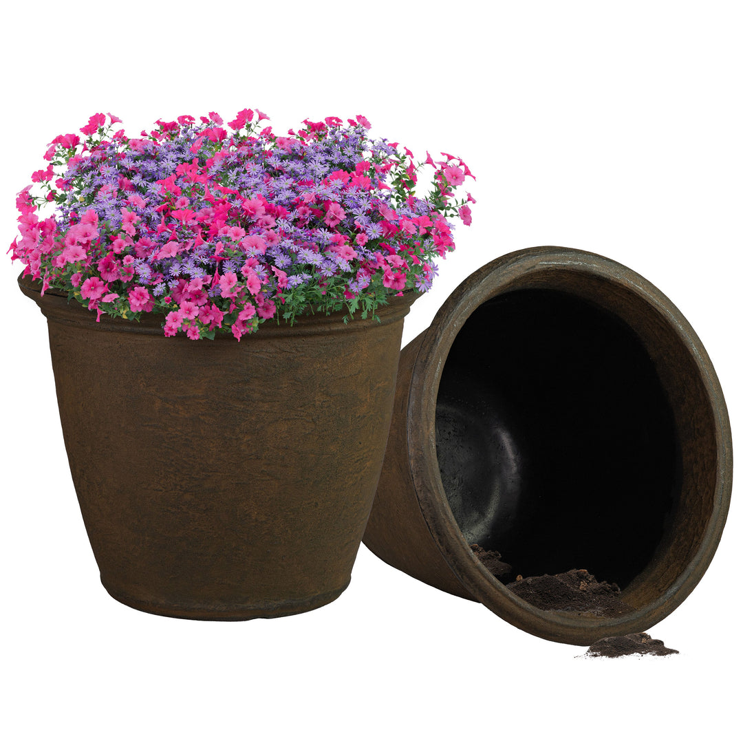 Anjelica Polyresin Large Round Outdoor Planter