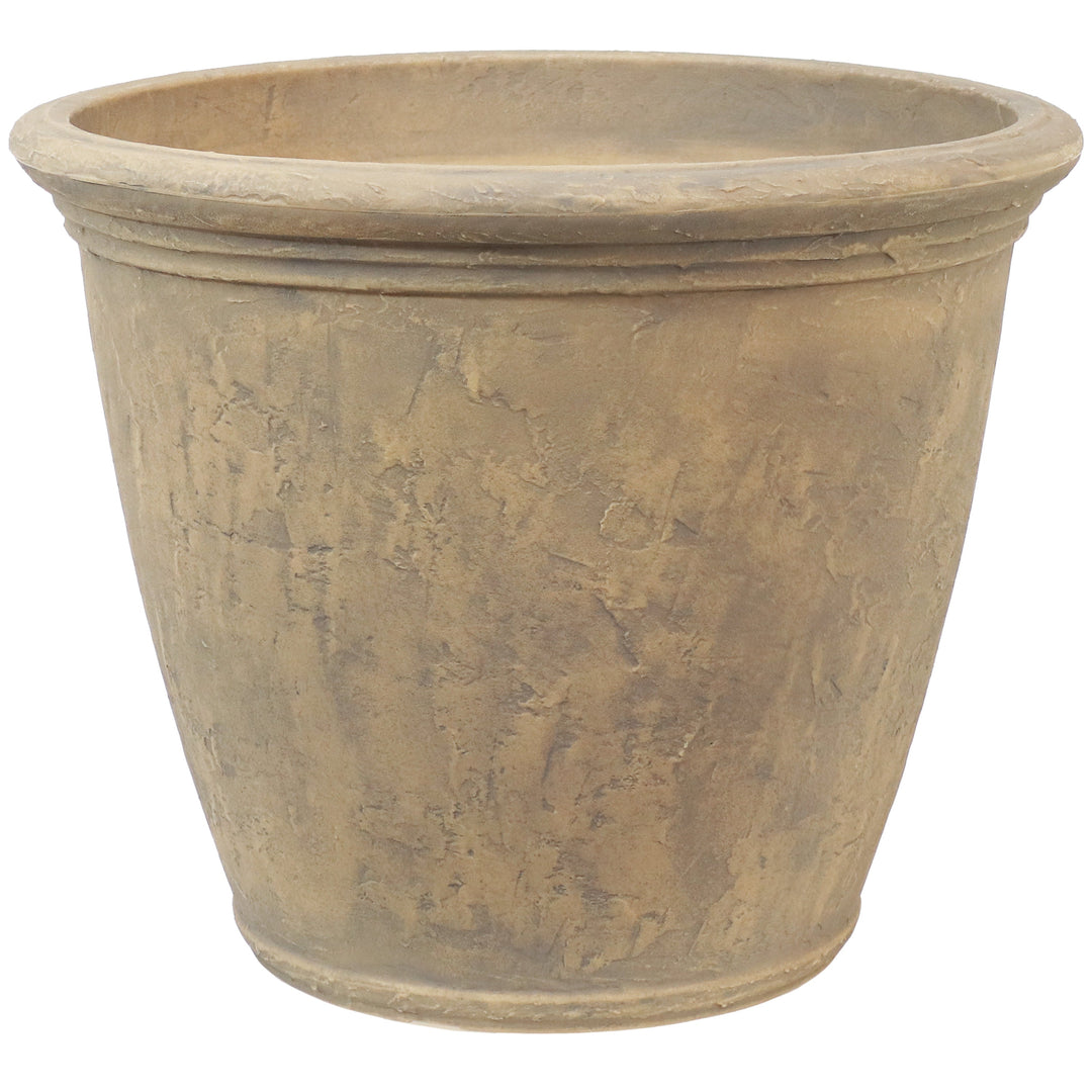 Anjelica Polyresin Large Round Outdoor Planter