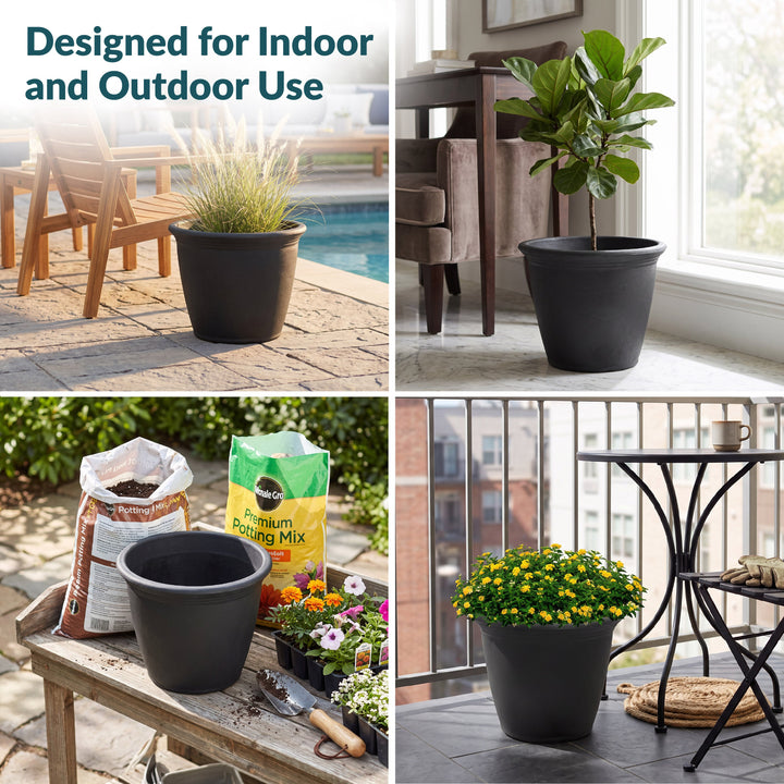 Anjelica Polyresin Large Round Outdoor Planter