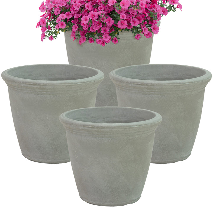 Anjelica Polyresin Large Round Outdoor Planter