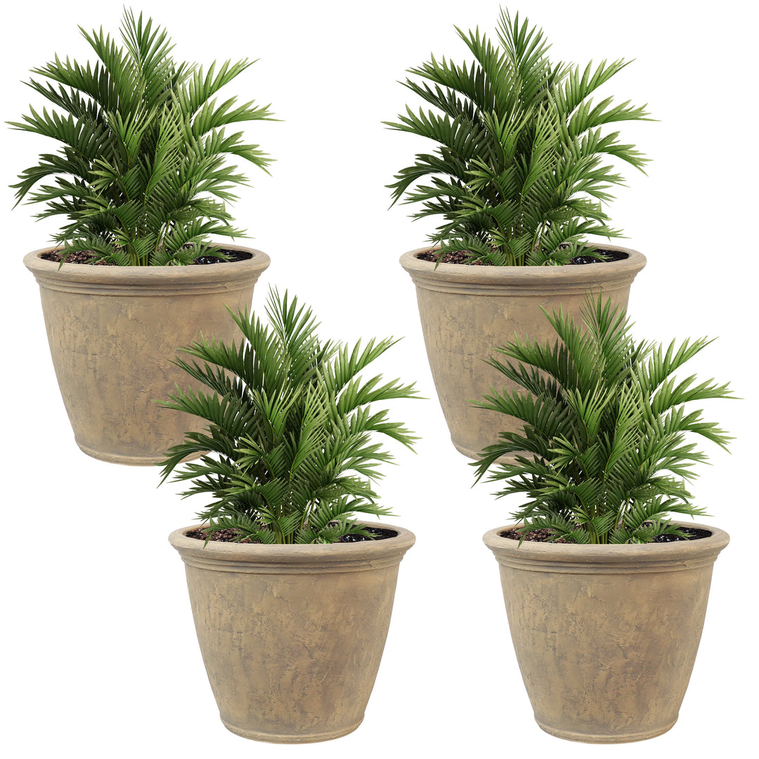 Anjelica Polyresin Large Round Outdoor Planter