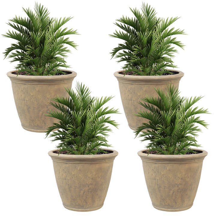 Anjelica Polyresin Large Round Outdoor Planter
