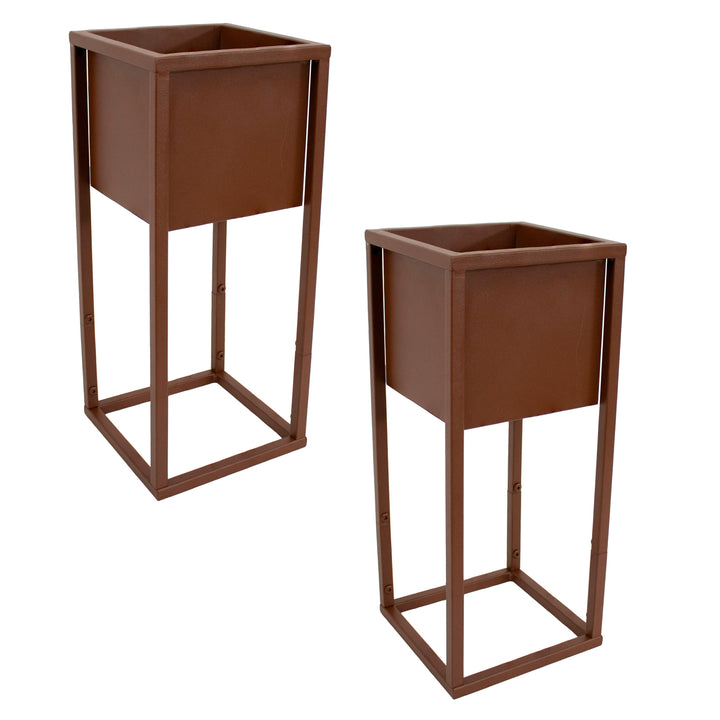 Modern Simplicity Metal Planter Boxes with Legs - Set of 2