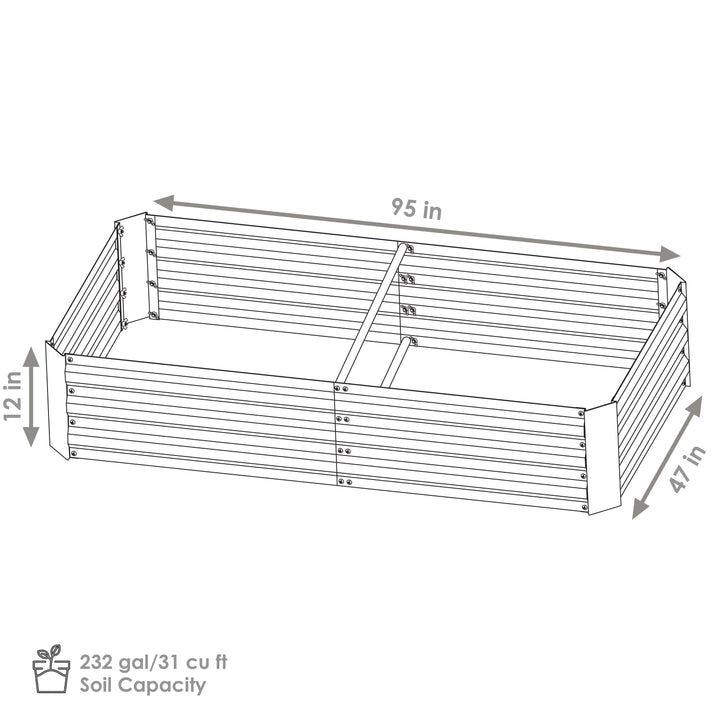Galvanized Steel Rectangle Raised Garden Bed