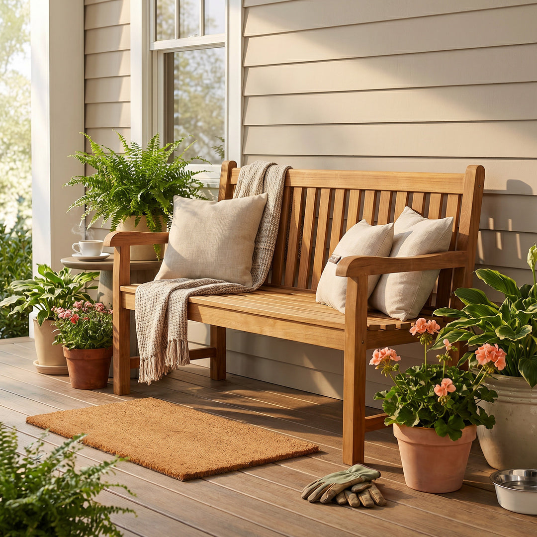 2-Person Teak Patio Bench for Outside