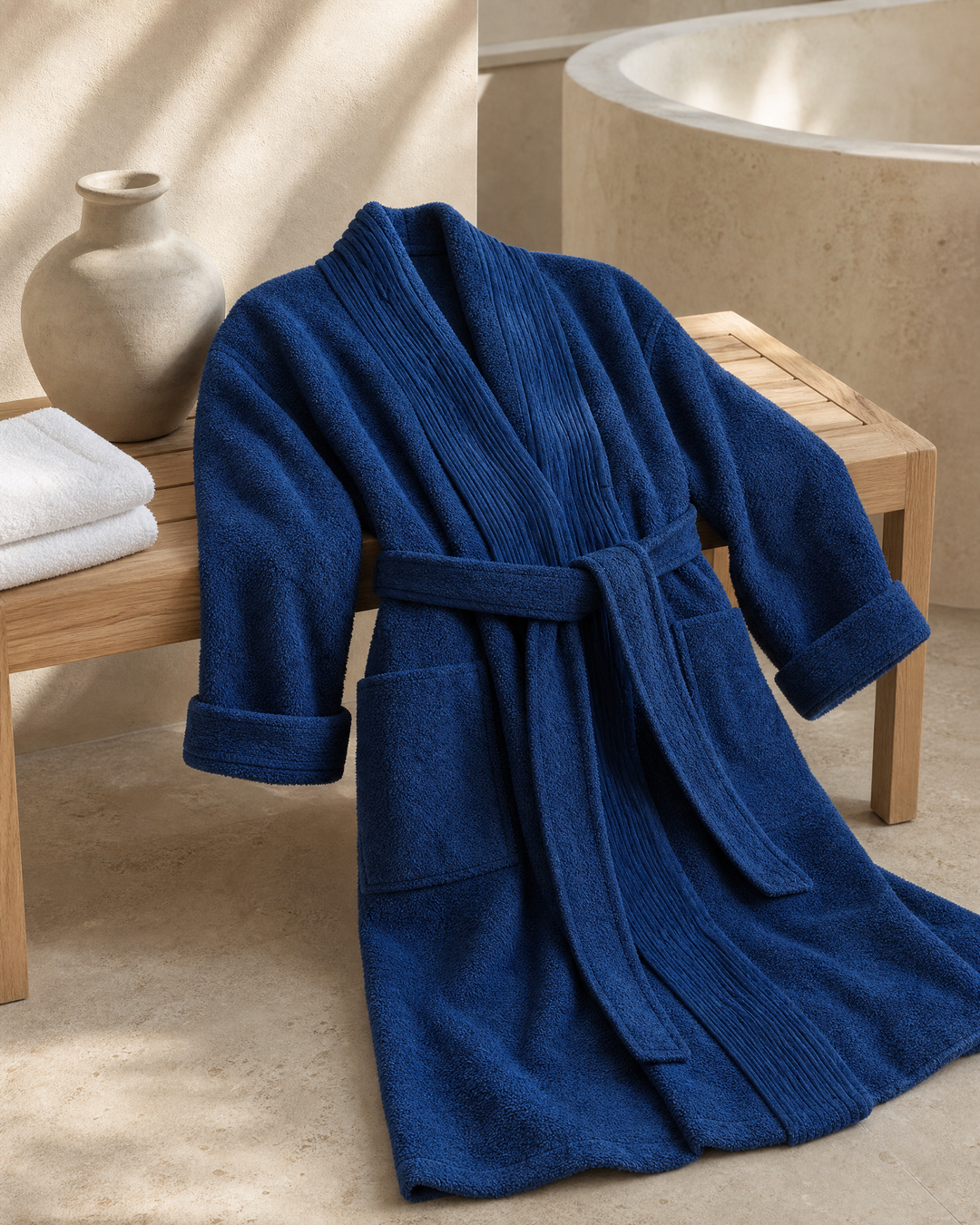 Turkish Cotton Terry Cloth Pleated Bathrobe