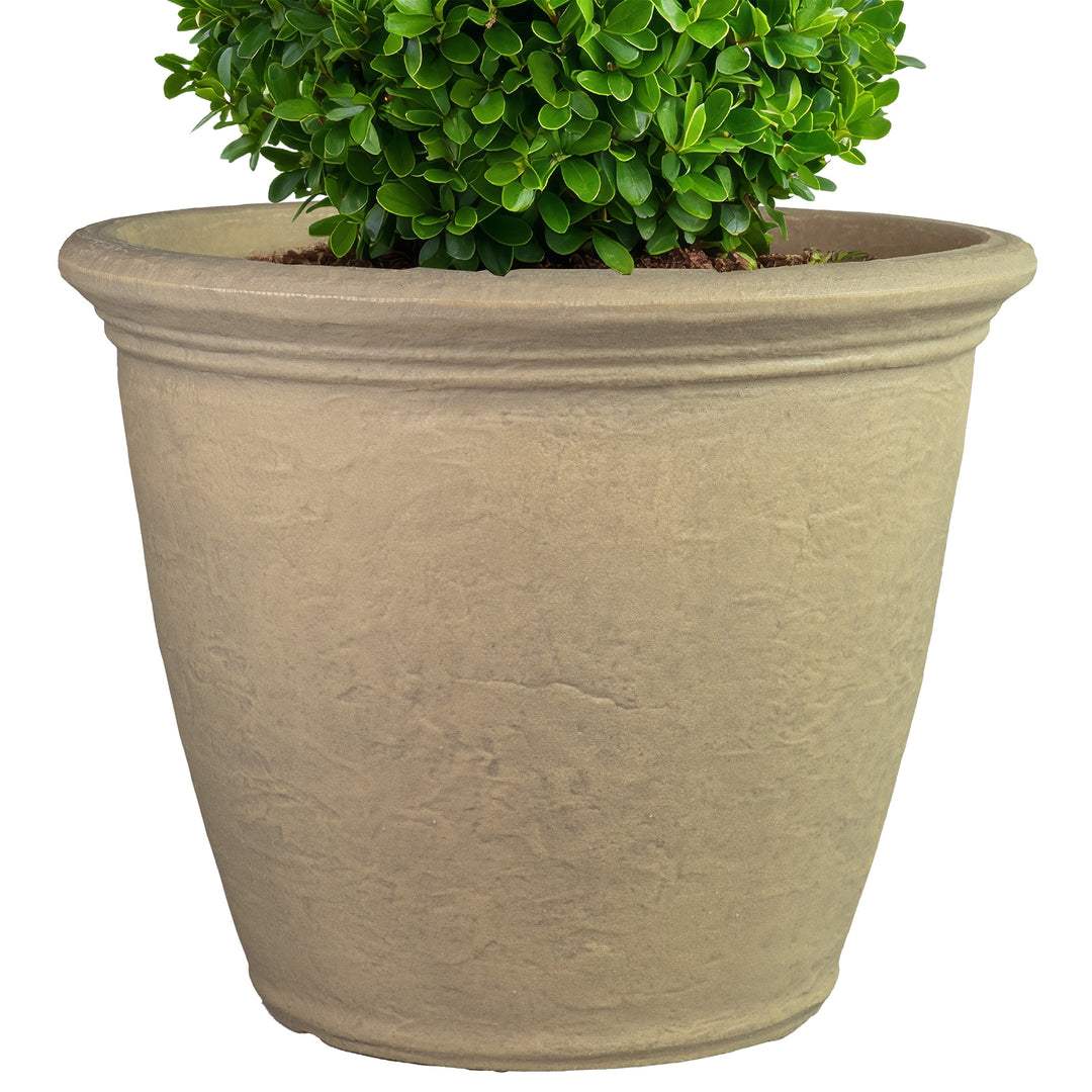 Anjelica Polyresin Large Round Outdoor Planter