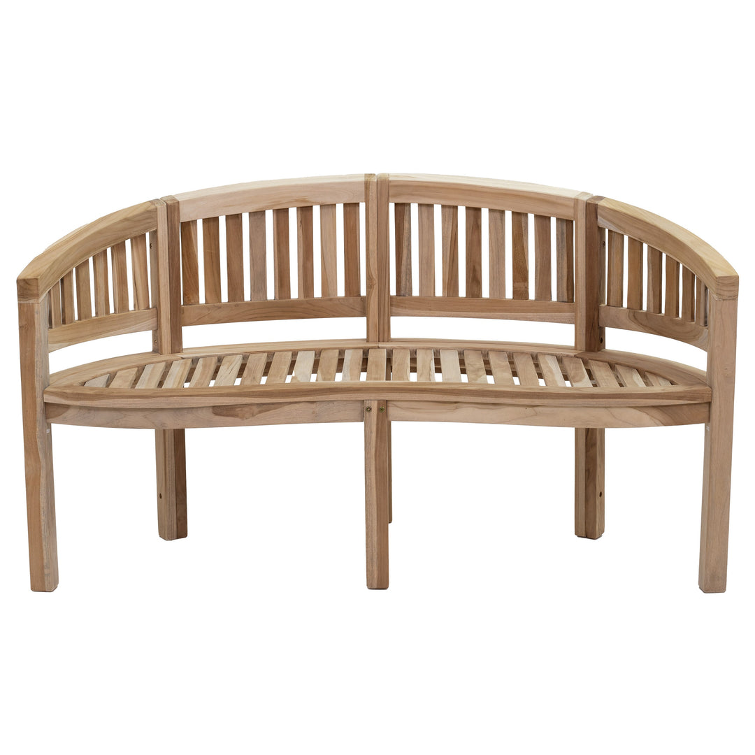 Outdoor Wooden Teak Banana Bench for Garden or Patio - 59" W